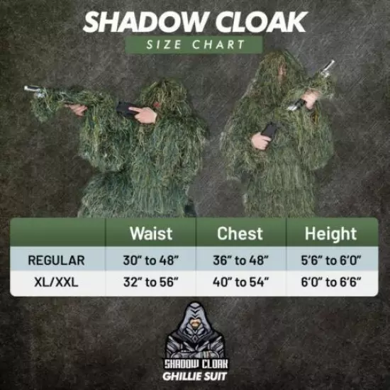 Shadow Cloak Ultimate Ghillie Suit - Woodland Camo + USA Flag Gift - Triple S...