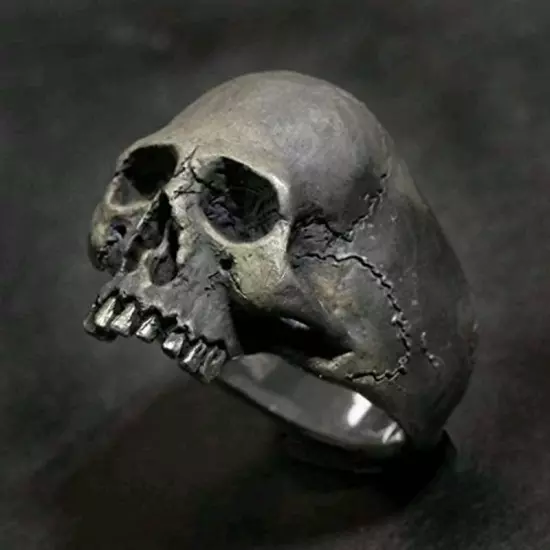 Black Horror Skull Ring Men's Jewelry Vintage Punk Biker Ring Males' Gift