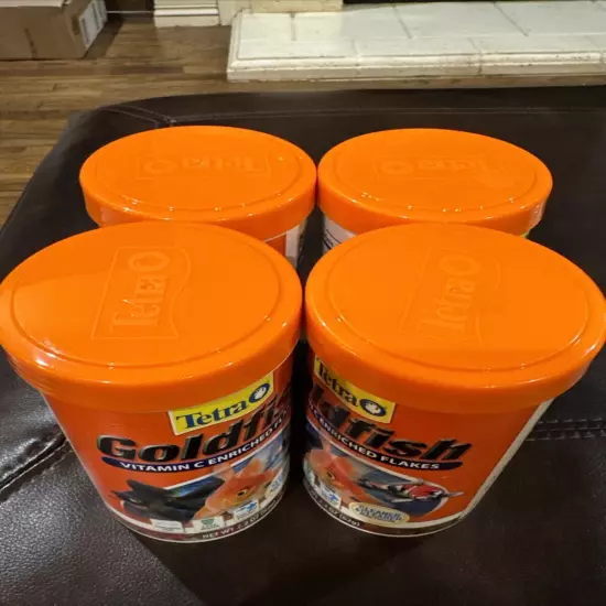 Lot Of 4 Tetra Goldfish Food Flakes Vitamin C (Exp. 12/23, 02/25, 09/25)