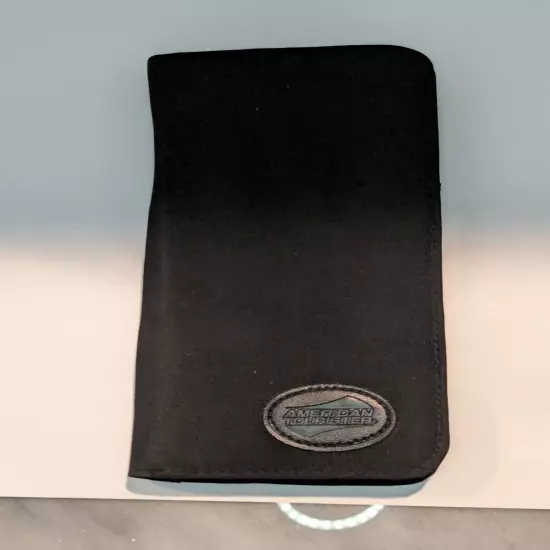 American Tourister Zip Travel Wallet Passport Holder Card Keeper Black 8.5"