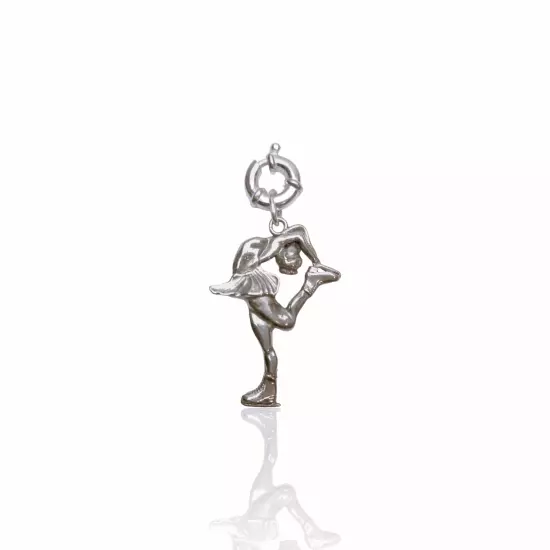 Silver Figure Skating Zipper Pendant Sports Jewelry Gift.