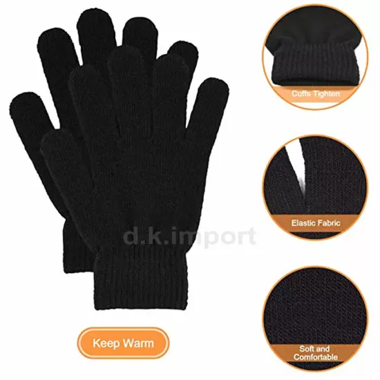 36 Pack Men's Women Warm Stretchy Winter Magic Gloves Thermal Knit Wholesale Lot