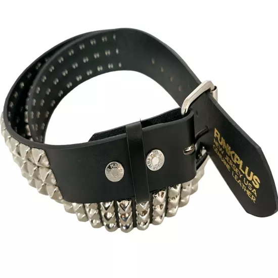 Three Row Pyramid Stud Belt Leather Handmade Studded Belt Punk Goth By Funk Plus