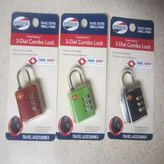 LOT 0F 3 TSA Travel Sentry Approved AMERICAN TOURISTER Luggage 3 DIAL COMBO LOCK