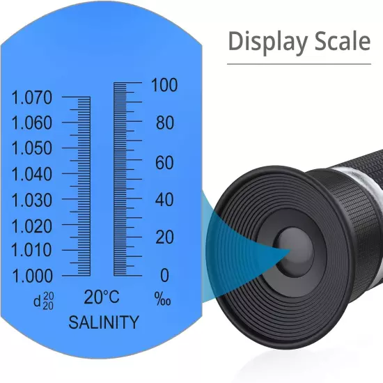 AUTOUTLET Salinity Refractometer Saltwater Aquarium for Seawater, Pool, Tank, &