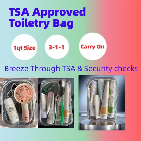 TSA Approved 1 Quart Clear Toiletry Bag for International Travel Essentials