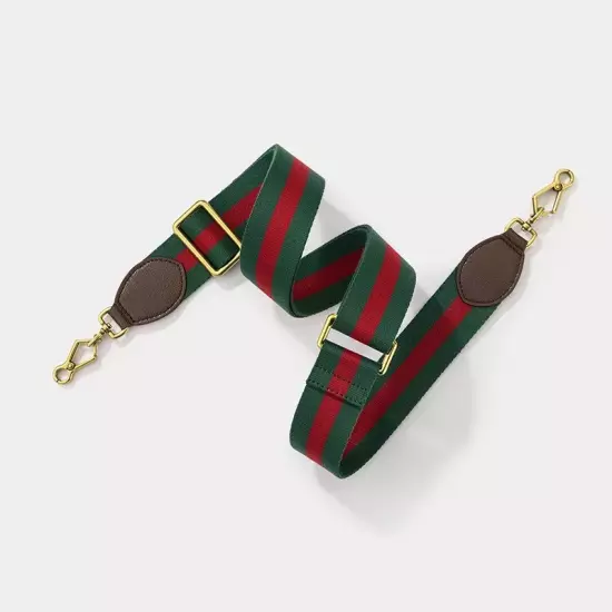 New Crossbody Shoulder Strap Gucci Replacement No Logo Green Red Web Leather