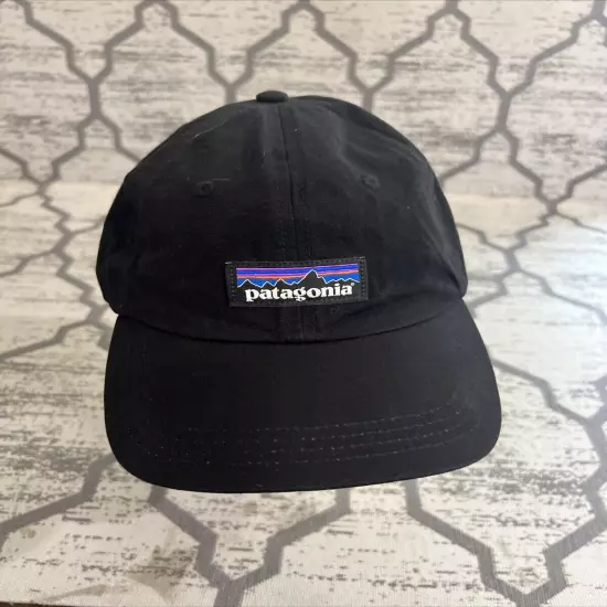 Patagonia Hat Netplus P6 Logo Strapback 6 Panel Black Cap Unstructured Dad GUC