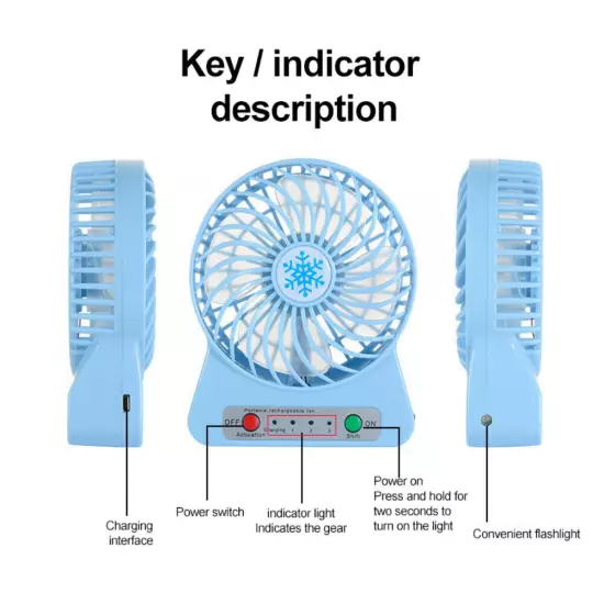 Portable Rechargeable LED Fan air Cooler Mini Operated Desk USB