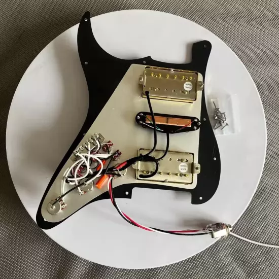 11-Holes Prewired Loaded Pickguard with Gold HSH Alnico V Pickups