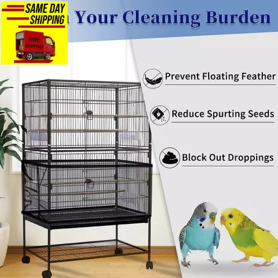 Daoeny Large Bird Cage Cover, Bird Cage Seed Catcher, Adjustable Soft Airy Nylon