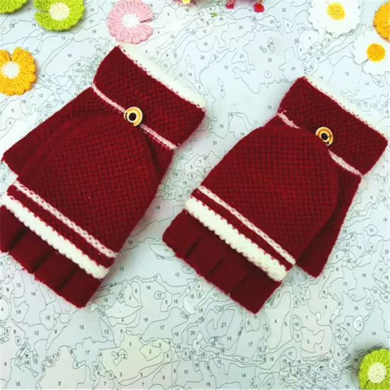 Winter Knitted Flip Gloves For Men And Women Adult Fingerless Reverse Cover Warm