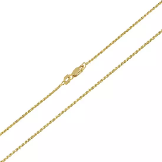 10K Yellow Gold 1mm-5mm Diamond Cut Solid Rope Chain Pendant Necklace 16"- 30"