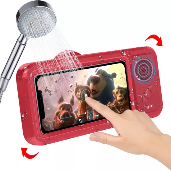 Shower Phone Holder with Wireless Bluetooth Speaker Waterproof 480 Rotation