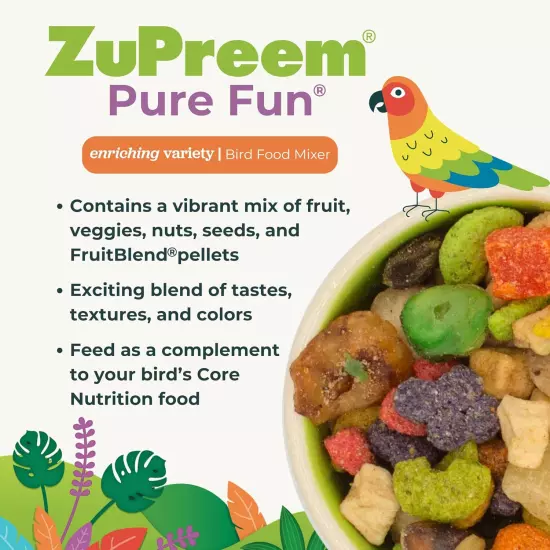 Pure Fun Bird Food for Parrots & Conures, 2 Lb - Blend of Fruit, Fruitblend Pell