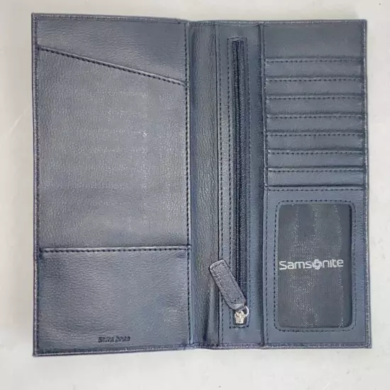 Samsonite Black Full Grain Leather Travel Wallet Passport Card ID Money Holder