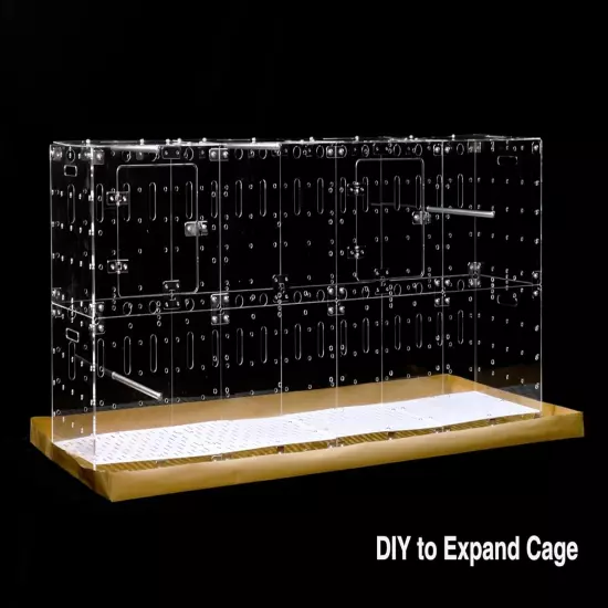 Acrylic Bird Cage Extendable Horizontal Space Stackable Multiple Floors Openable