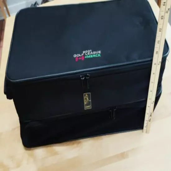 Golf Trunk Organizer Two Tiered Full Zip Black J+J Merck Logo Vent Adjustable 