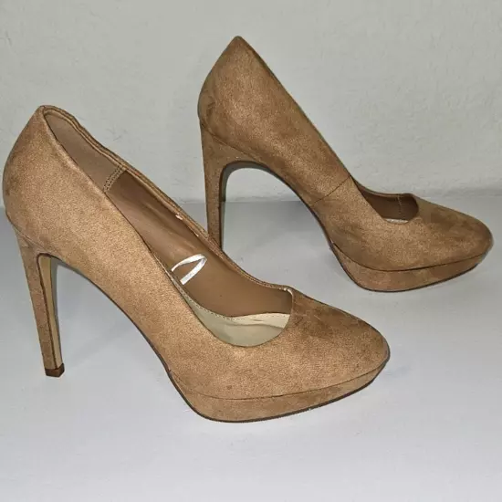 forever 21 suede brown beige heels 4.5 inch