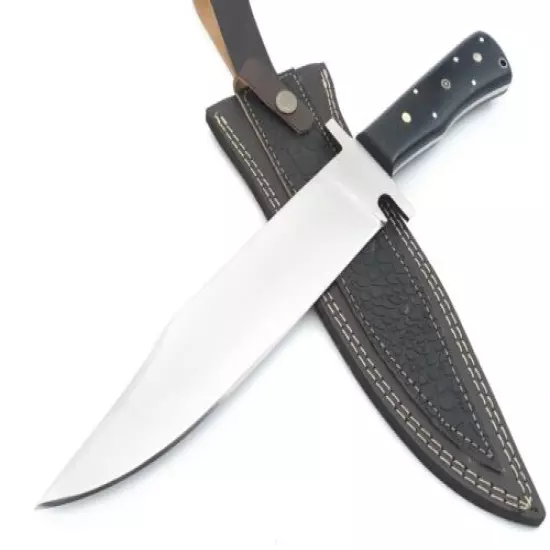 Handmade Bowie Full Tang Camping Survival Knife 15" With Leather Sheath