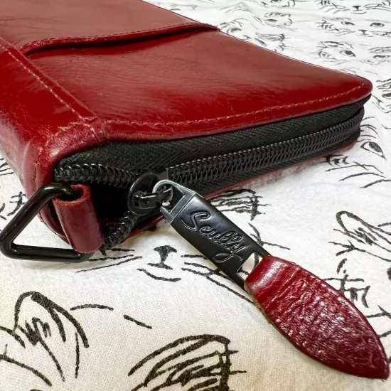 Large Leather Passport & Document Travel Wallet RED By Scully