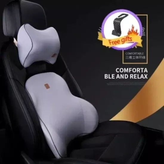 Car Pillow Memory Foam Car Lumbar Support Cushion Soft Car Seat Neck Pillow