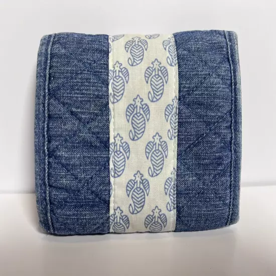 Lemon Hill Tri-Fold Wallet Quilted Chambray Denim Folding Pockets Credit Card