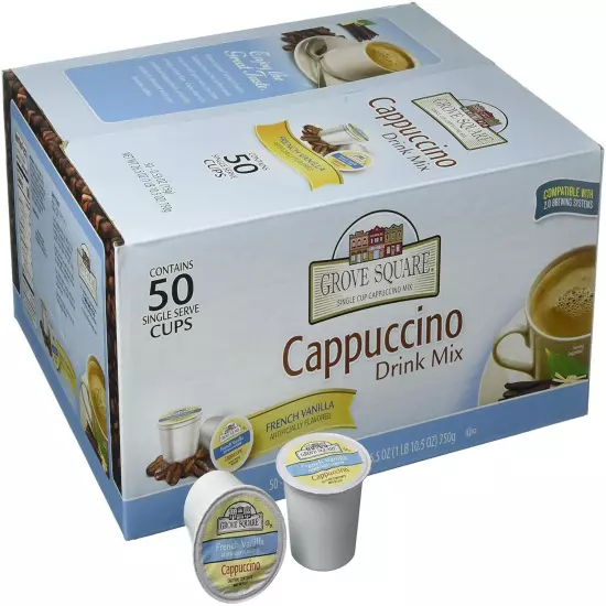 Grove Square Cappuccino Pods, French Vanilla, Single 50 Count (Pack of 1) 