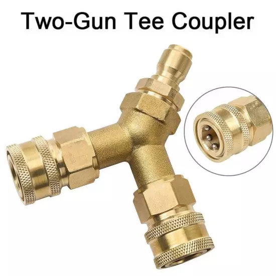 3/8 Fitting Pressure Washer Tee Splitter Coupler Brass 1PC Brand New