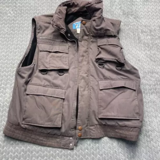 STAG HILL Haband Men's Zip Pockets Brown Safari Hunting Lined Fishing Vest XL