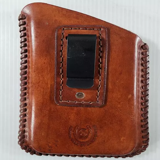 Brown Real leather cell phone Carrier by Larry Walker 7” X 4” Clip On Belt