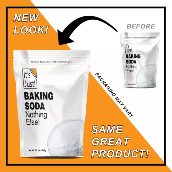 Baking Soda 100% Pure Sodium Bicarbonate Food Grade Non Gmo Made in Usa1.25Pound