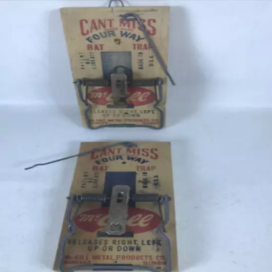 Lot of 2 Vintage Can't Miss Four Way Rat Trap McGill Wood Wooden USA 