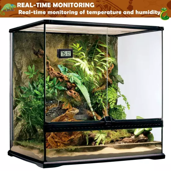 Reptile Thermometer and Humidity Gauge,2PCS Digital Adhesive Reptile Hydromet...