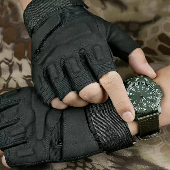 Tactical Military Fingerless Gloves Mens Outdoor Cycling Half Finger Gloves USA