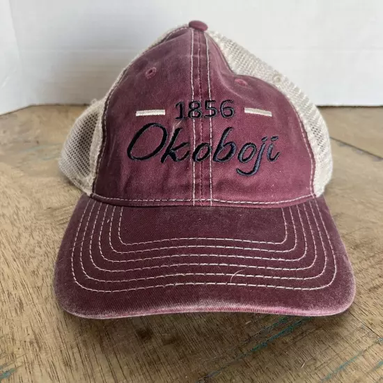 Okoboji Hat Red Jacobson Hat Adjustable Adult Size Red Hat Baseball Cap