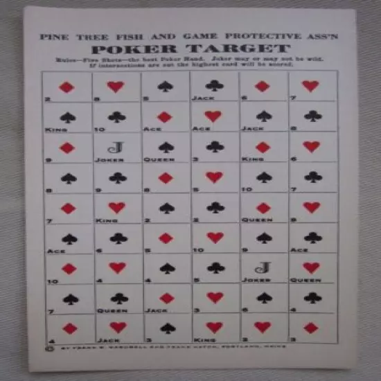 20 Vintage Pine Tree Fish & Game Assn. Poker Paper Targets Rifle Pistol Shooting