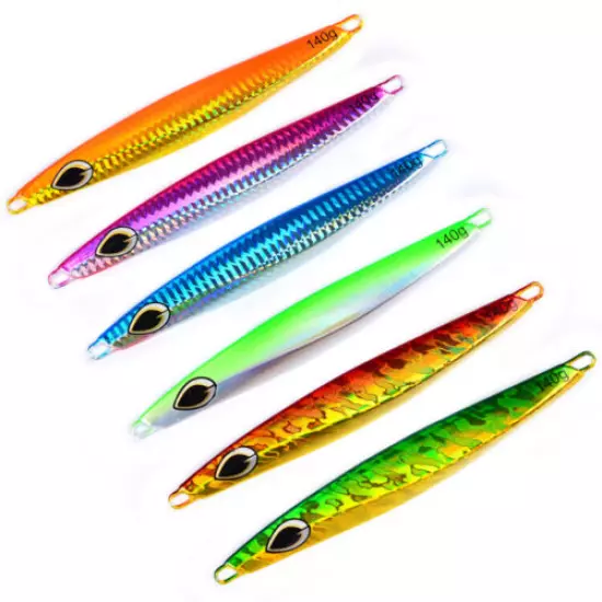 6pcs Micro Jigs Metal Jigging Slow Pitch Jigs 140g/14.5cm Snapper Fishing Lure