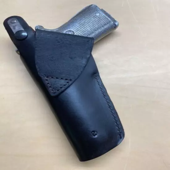 Right hand straight draw leather holster for colt 1911 5" and clones