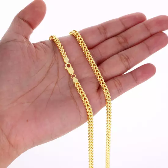 14K Yellow Gold 1.5mm-5mm Franco Square Box Chain Necklace Mens Womens 16"- 30"