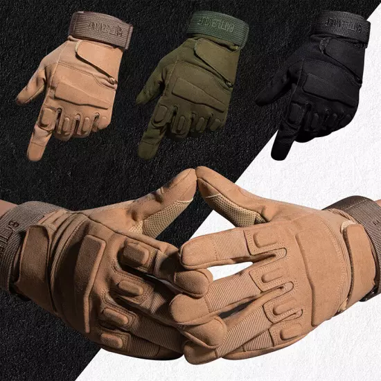 Mens Tactical Full Finger Gloves Army Military Combat Hunting Shooting Gloves