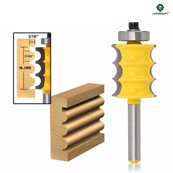 1/4" 6mm Shank Triple Bead Furniture Trim Edge Moulding Router Bit Cutter