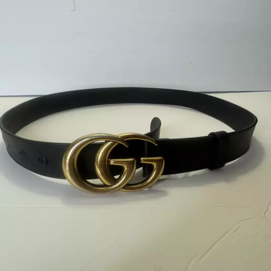 GUCCI Authentic Women’s Leather Belt Interlocking GG Black 38” Preowned 80.32