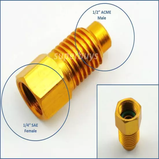 1/2" ACME Male to 1/4" SAE Female Refrigerant Air Con Adapter Valve Connector