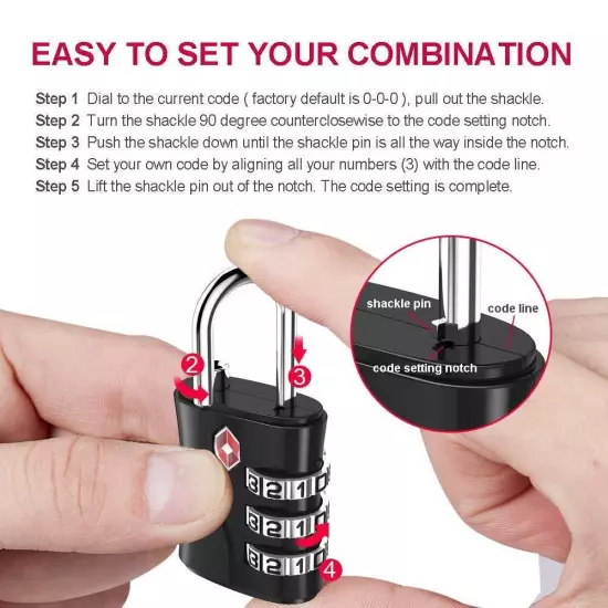 Luggage Locks TSA Approved, Small Padlock for Travel, Suitcase, Backpack, Lap...