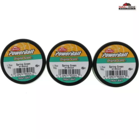 Berkley PowerBait Trout Bait Moldable 1.75 oz. Spring Green ~ 3 Pack