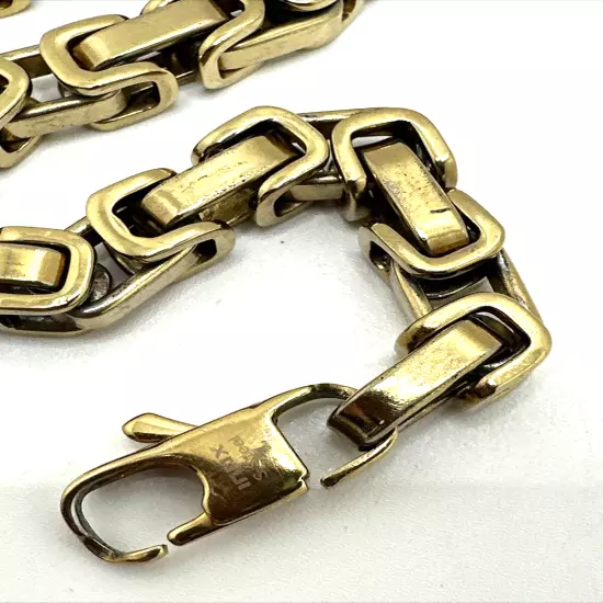 INOX Stainless Steel Byzantine Chain Bracelet Gold Tone Men & Women 8 1/4"