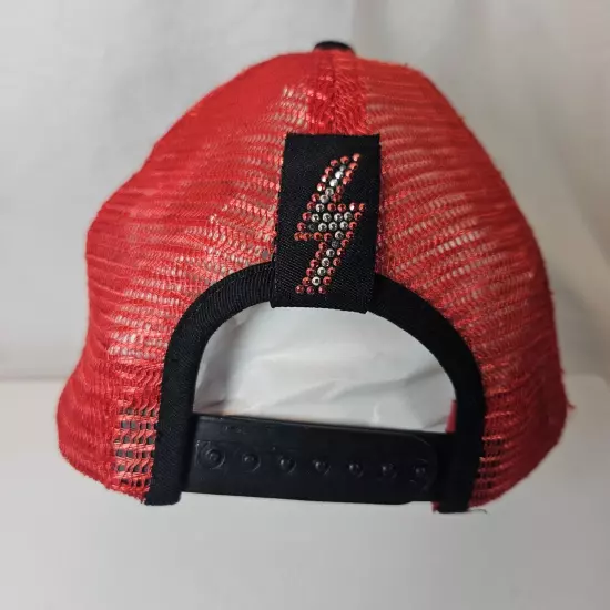 AC/DC Bling Bling Trucker Hat Cap Black & Red Mesh color Snap Back Cap 2004 (U)