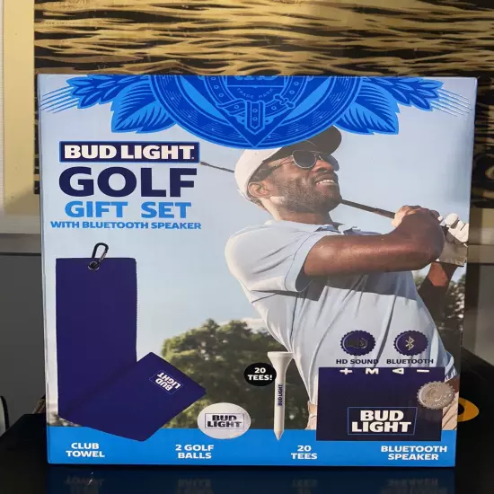 Bud Light Golf Gift Set W/Bluetooth Speaker, Club Towel, 20 Golf Fees, 2 Balls