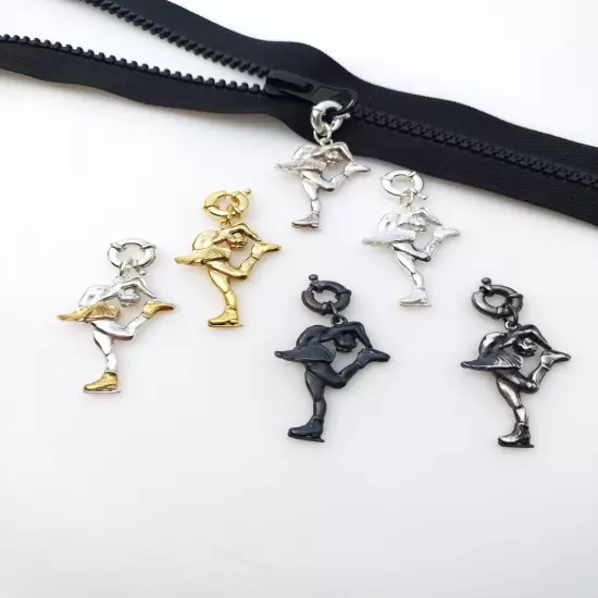 Silver Figure Skating Zipper Pendant Sports Jewelry Gift.